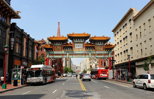 The Chinatown arch stands right outside of the Metro exit.