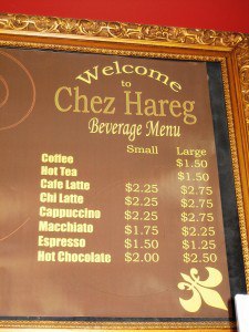 Chez Hareg Coffee Menu