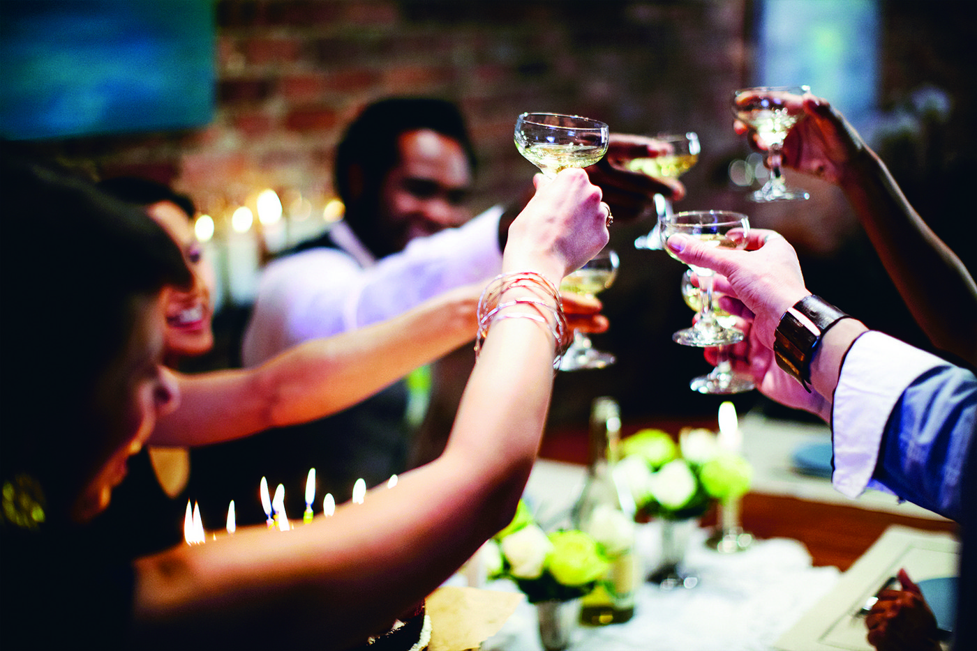 Group of people toasting 