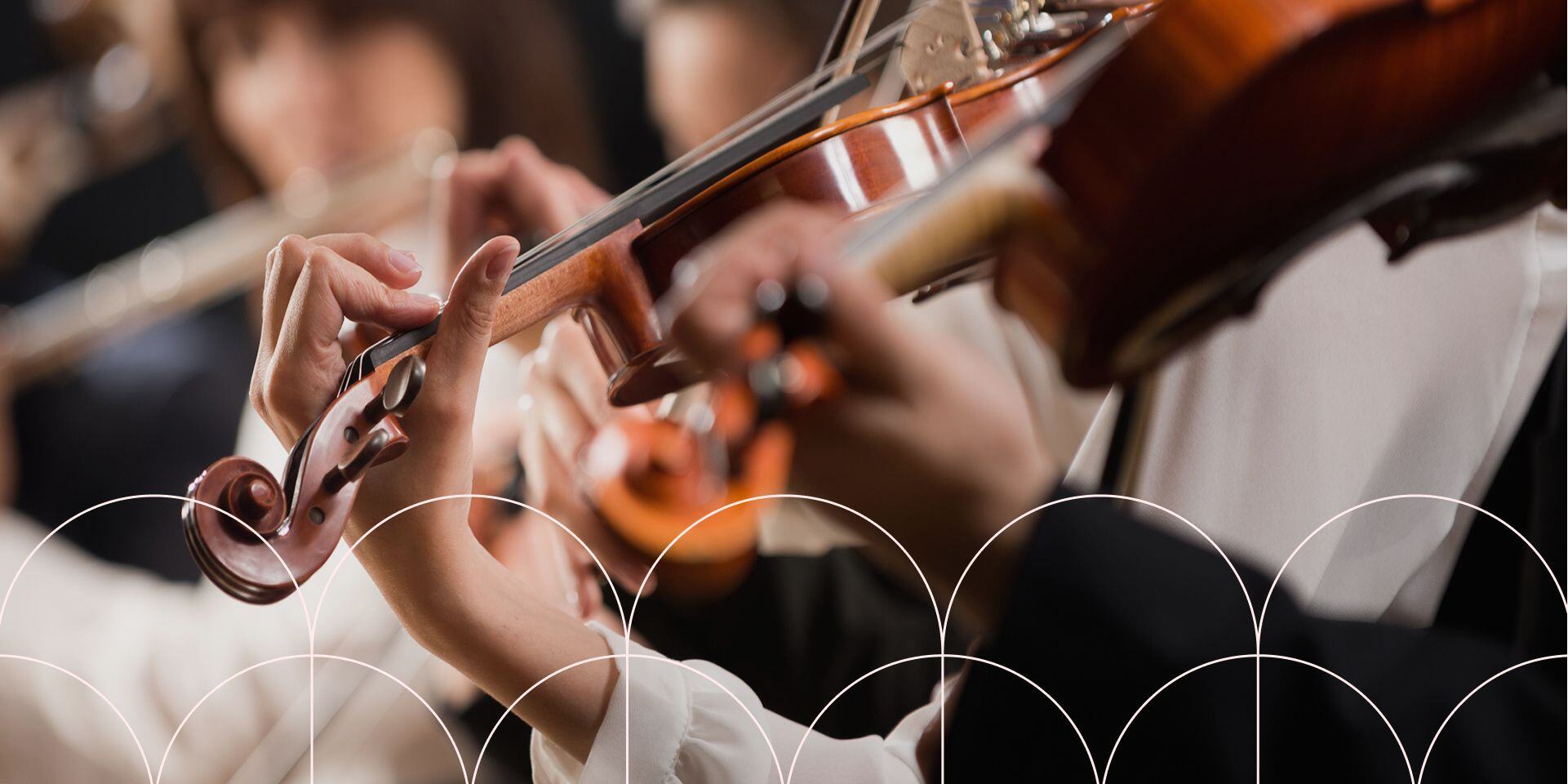 closeup of violins at strathmore music hall concert