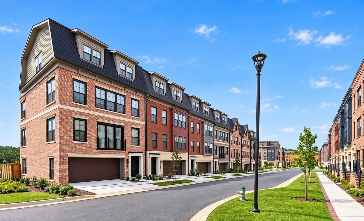 Modern Townhomes Along a Curving Street
