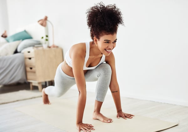 Woman working out at home