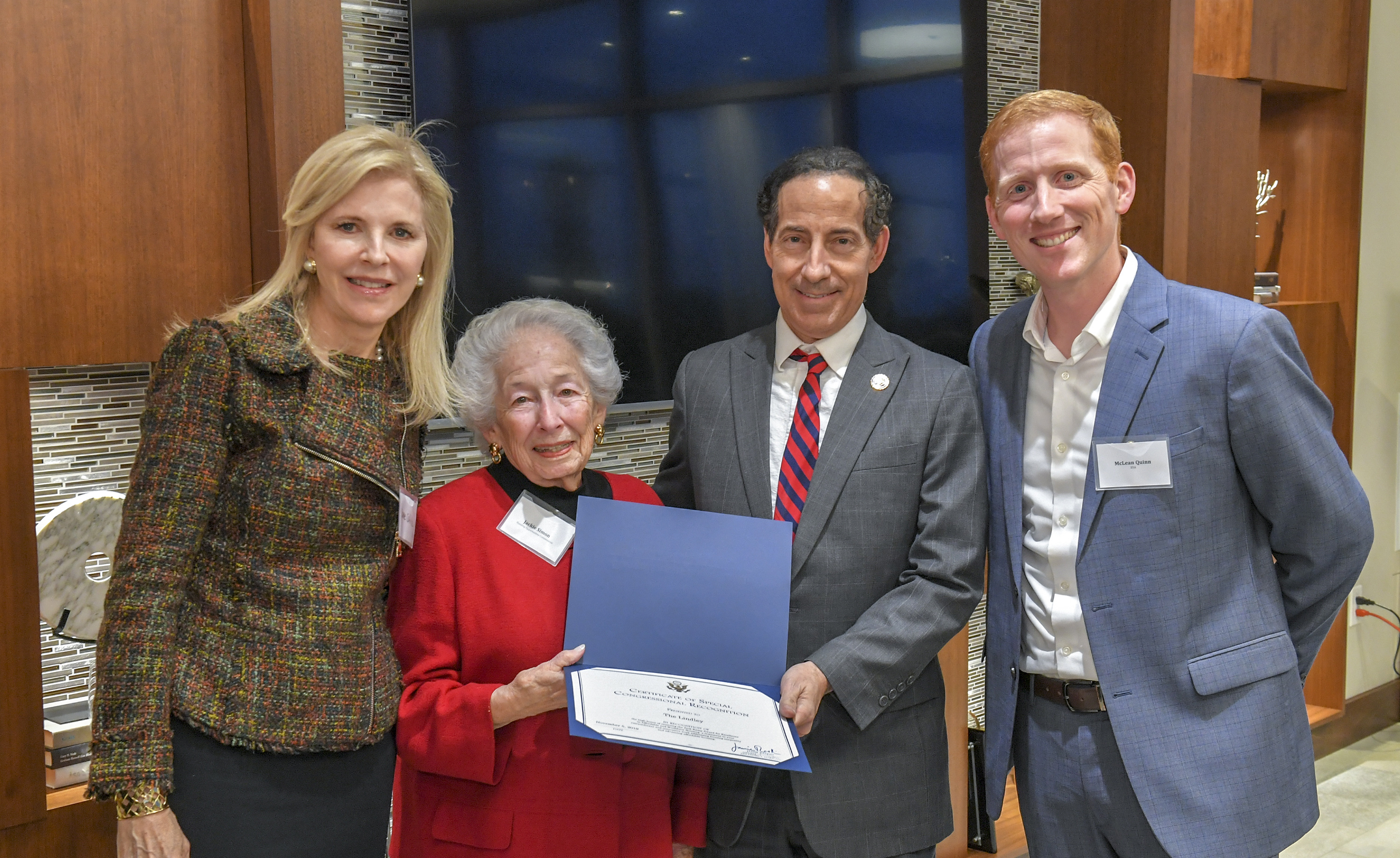 The Lindley Awarded Congressional Recognition from Congressman Raskin During Celebration of 2019 Jack Kemp Award